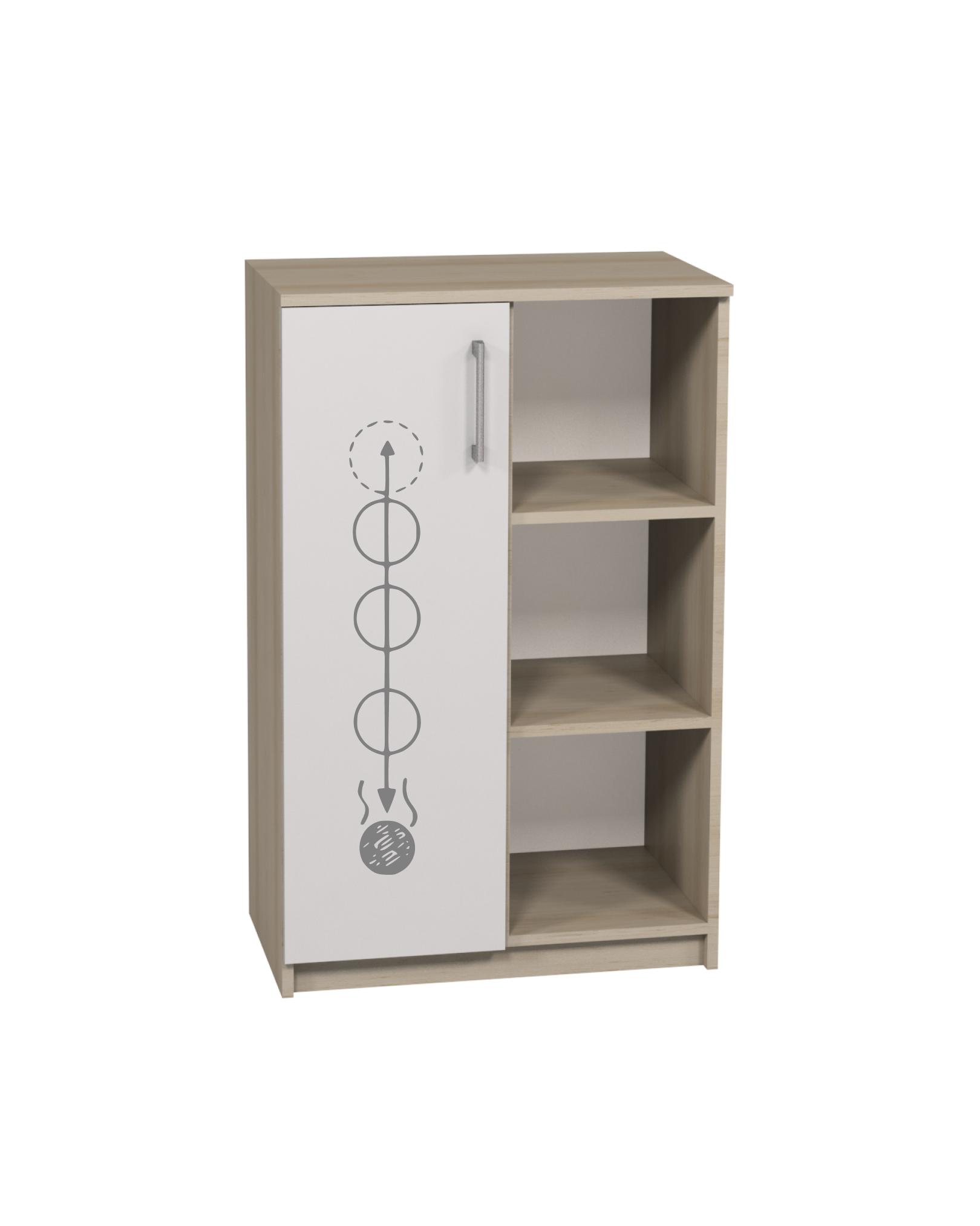 Шафа низька напівзакрита з унікальним фотодруком для кабінету ФІЗИКИ, 702х405х1105 мм, АНШАР ГРУП (7701 + Ффіз)